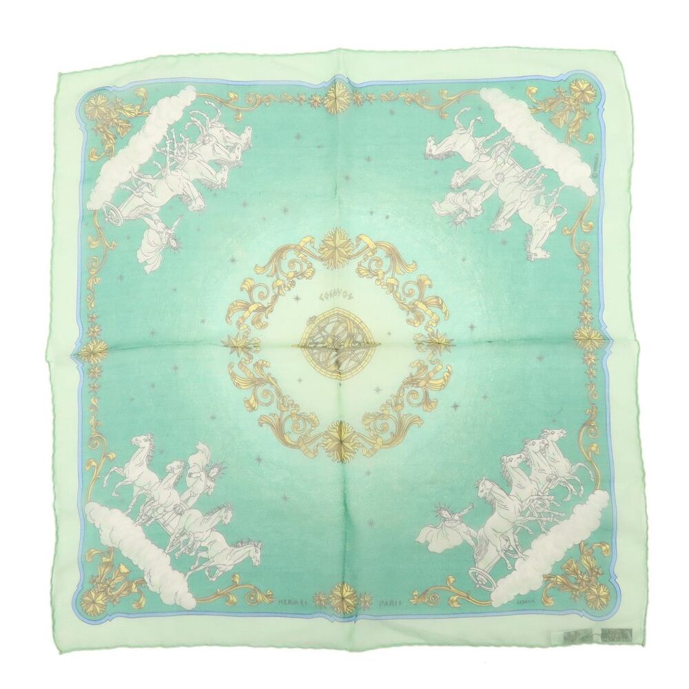 Hermes Carre 40 Cosmos Silk Scarf Green